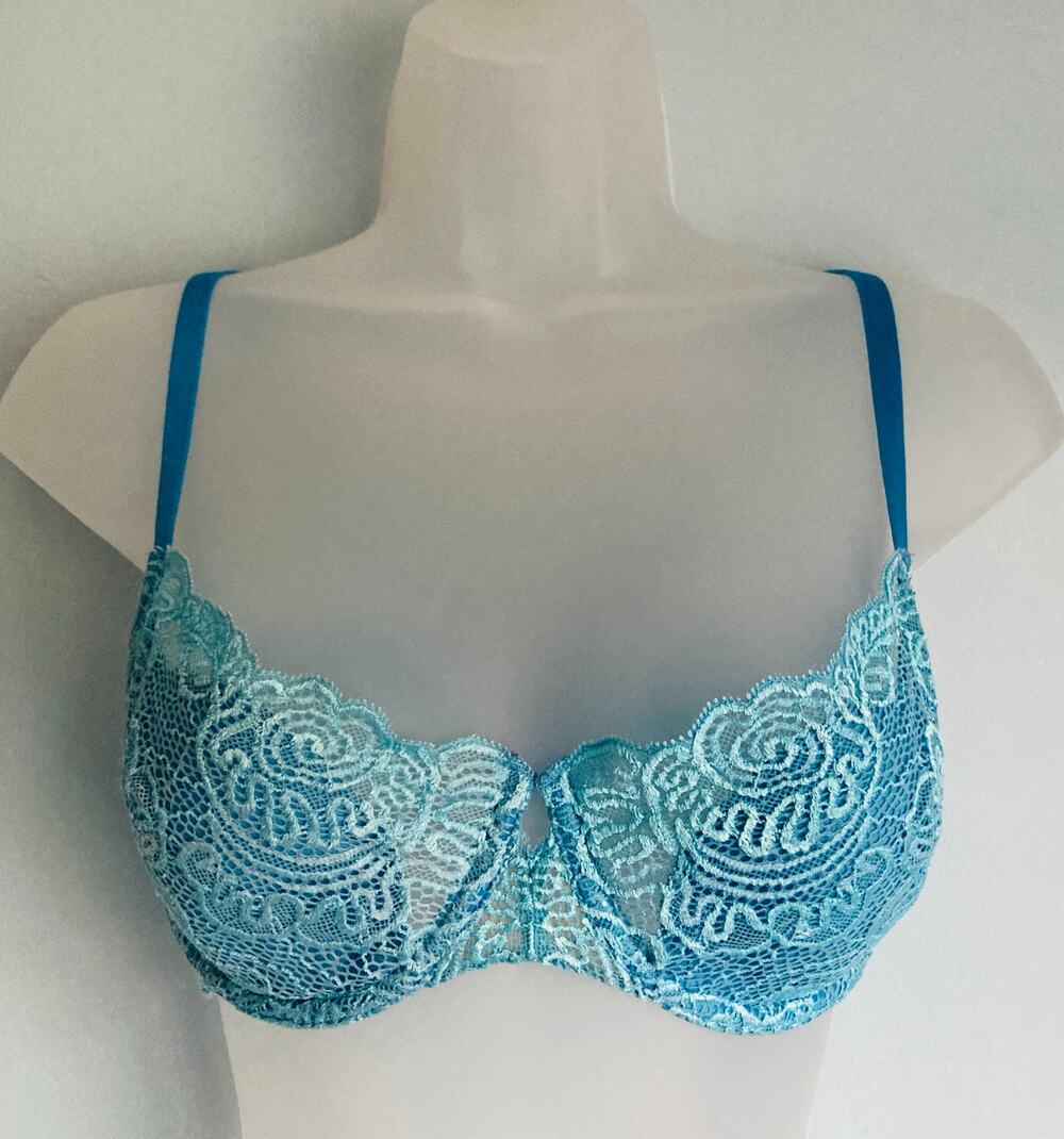 Vintage Victoria's Secret Bra 34D Push Up Without Padding 34D Blue Lace
